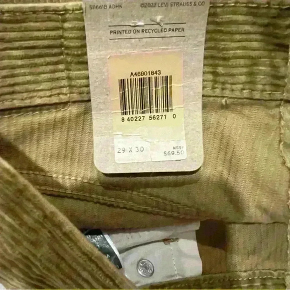 NWT Levi’s Corduroy Pants Size 29x30 - Picture 5 of 5